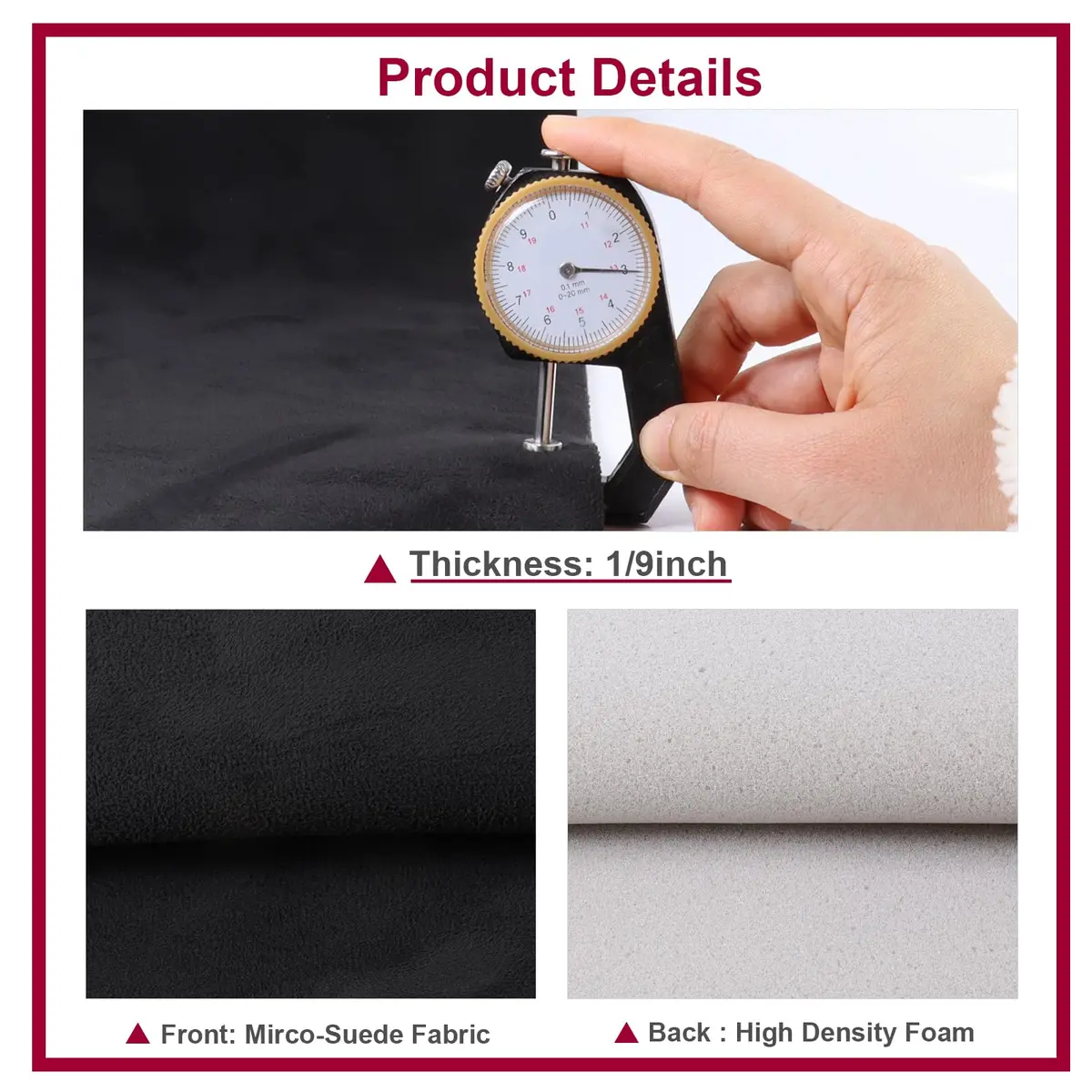 SBWLKJ Black Suede Headliner Fabric 60" Wide by 144" with Foam Backing | Automotive Interior Replacement - view 4
