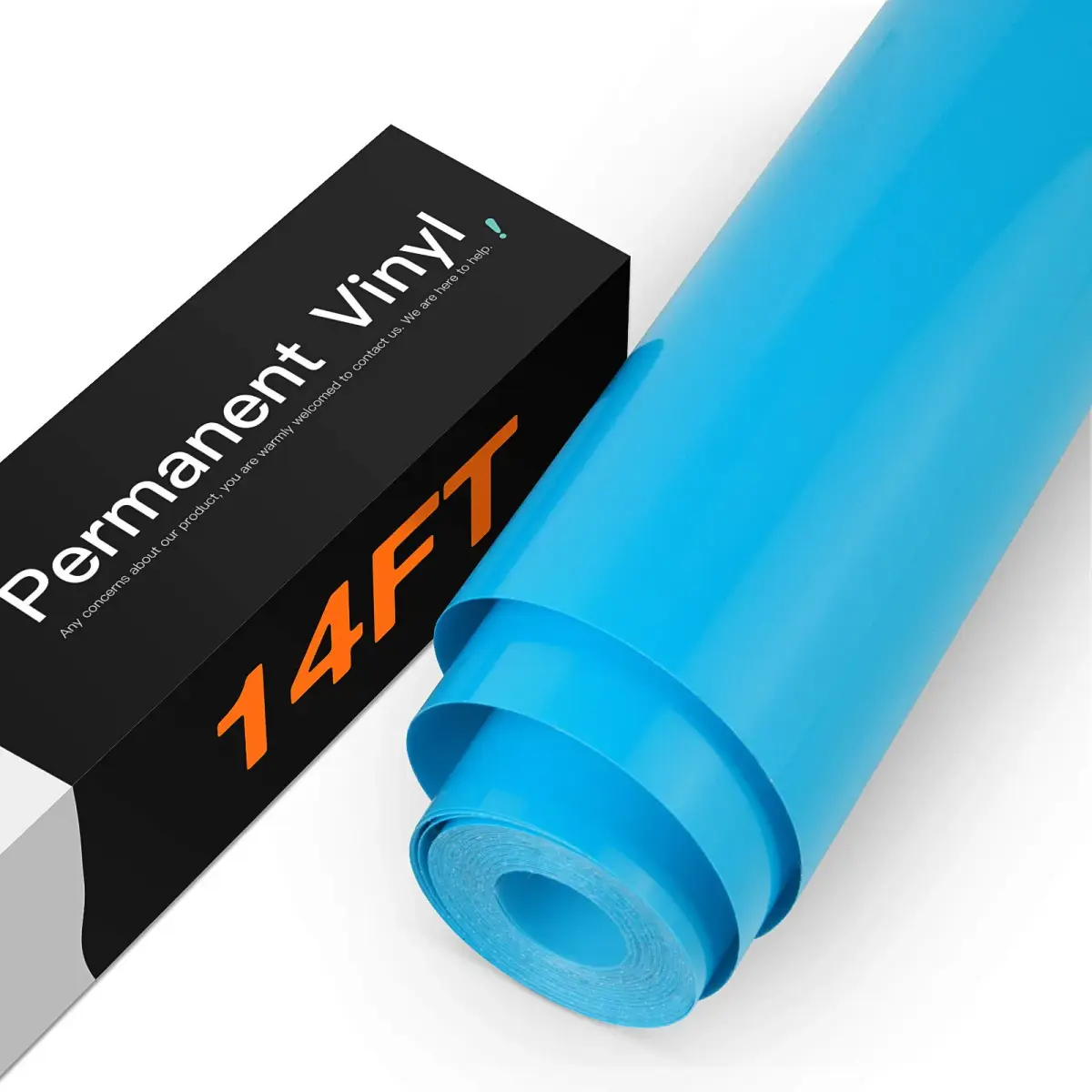 HTVRONT Glossy Light Blue Permanent Vinyl Roll 12in x 14ft (30.48cm x 4.27m) | Waterproof & Easy Cut for Crafts - main product image