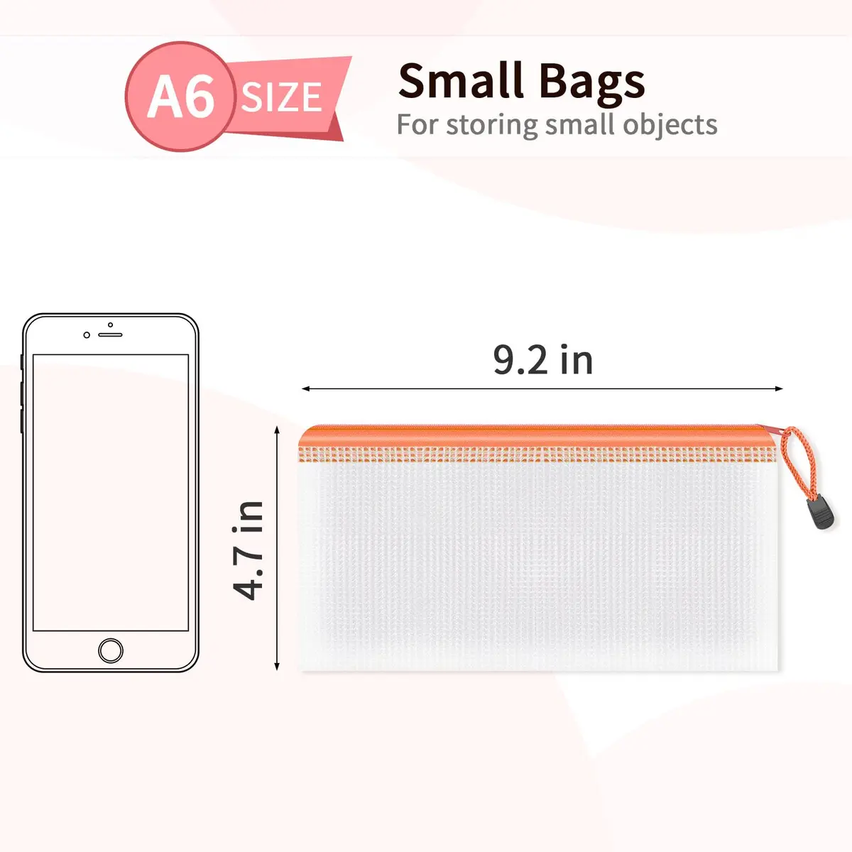Umriox 12 Pack A6 Mesh Zipper Pouch Bags | Color Coded Small Organizer for Office & School - view 2