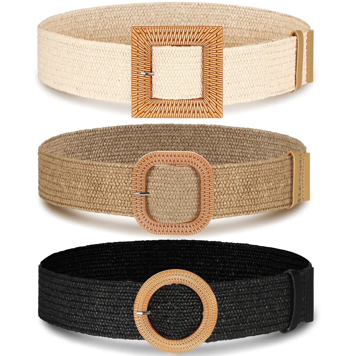 Syhood Woven Belt Dress, Fit Waist Size Below 40'' | Bohemian Elastic Waist Belt for Women - main product image