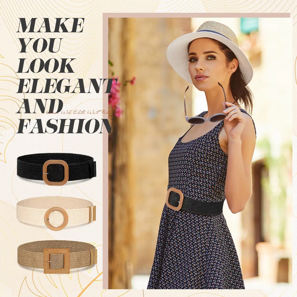 Syhood Woven Belt Dress, Fit Waist Size Below 31'' | Bohemian Style Adjustable Waist Belt - view 5