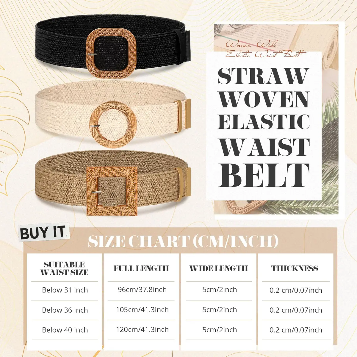 Syhood Woven Belt Dress, Fit Waist Size Below 31'' | Bohemian Style Adjustable Waist Belt - view 2