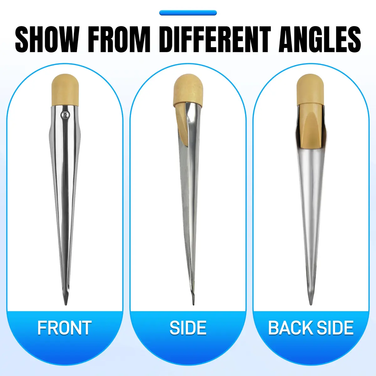 AGOOL Rope Splicing FID Stainless Steel Spike with Wooden Handle for Wire 1/8" 1/2" 1" | Durable Marine Hardware - view 6