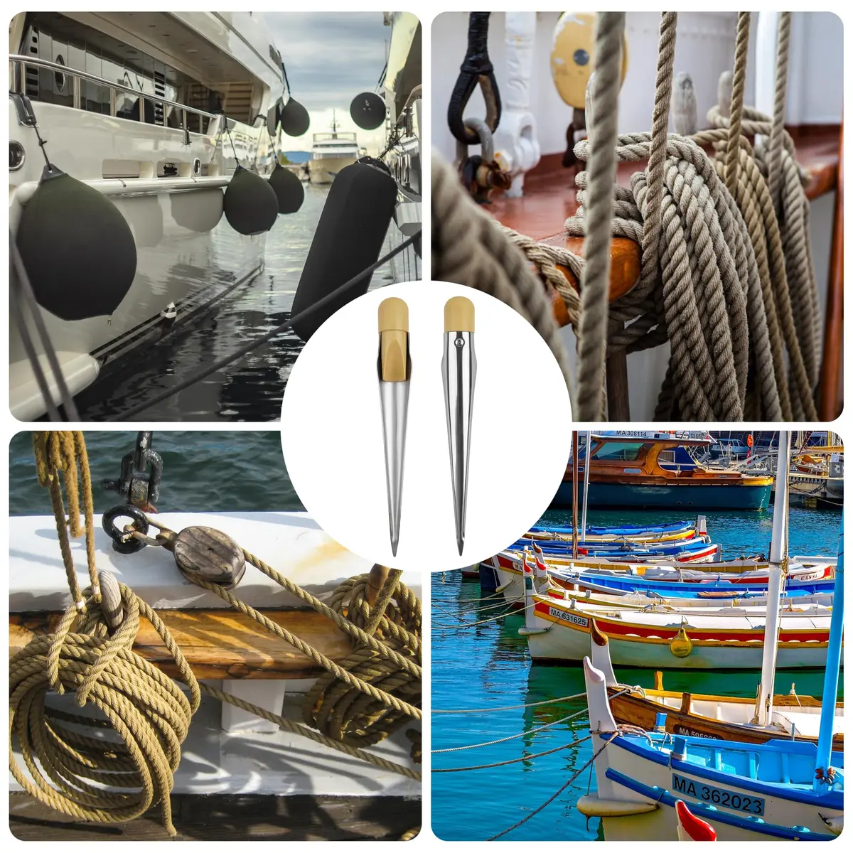AGOOL Rope Splicing FID Stainless Steel Spike with Wooden Handle for Wire 1/8" 1/2" 1" | Durable Marine Hardware - view 8