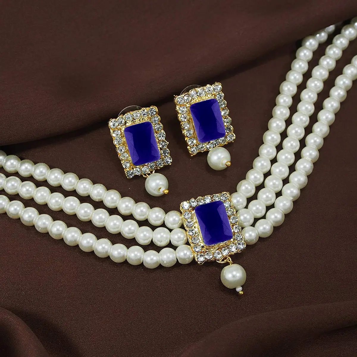 I Jewels Wedding Bollywood Pearl Pearl Choker Necklace & Earring Set for Women (Style 20) | Traditional & Modern Elegance - view 2