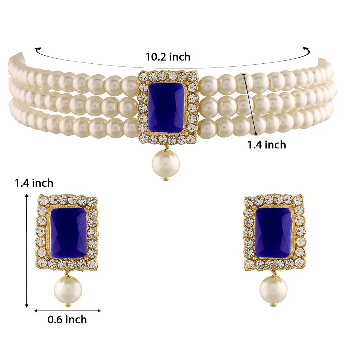 I Jewels Wedding Bollywood Pearl Pearl Choker Necklace & Earring Set for Women (Style 20) | Traditional & Modern Elegance - view 4
