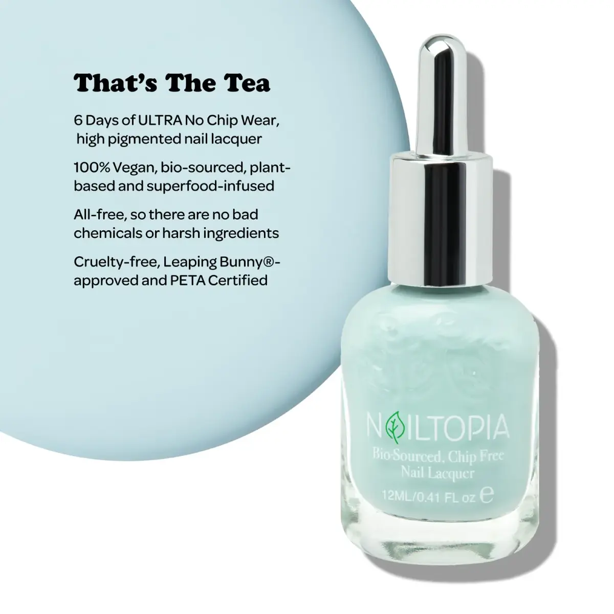 Nailtopia Bio-Sourced Nail Lacquer 'That's The Tea' 12ml (0.41 Fl Oz) | 85% Plant-Based, Vegan, Chip-Free Wear - view 2
