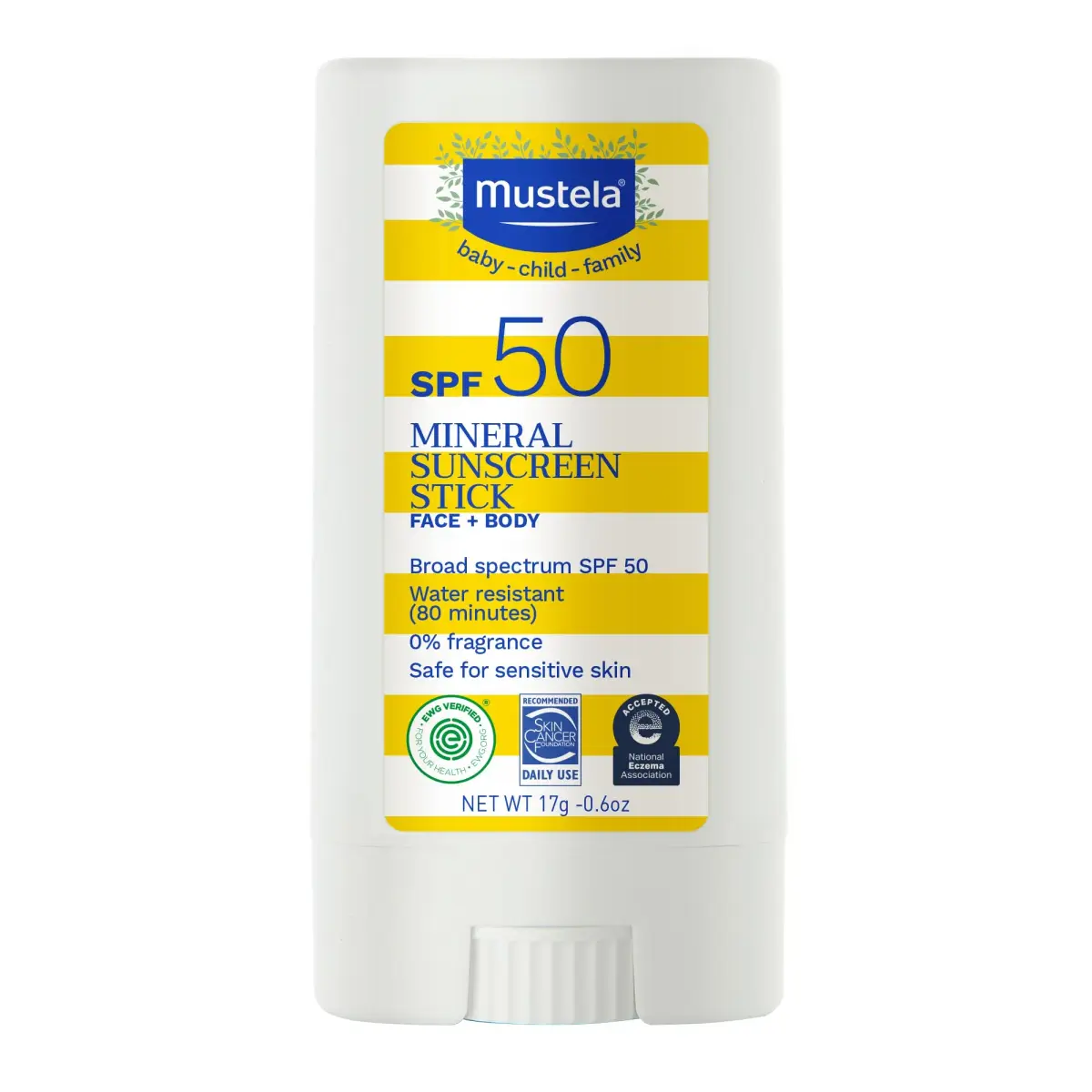 Mustela Baby Mineral Sunscreen Stick SPF 50 17g (0.6 oz) | Fragrance-Free, Water-Resistant Sun Protection - main product image