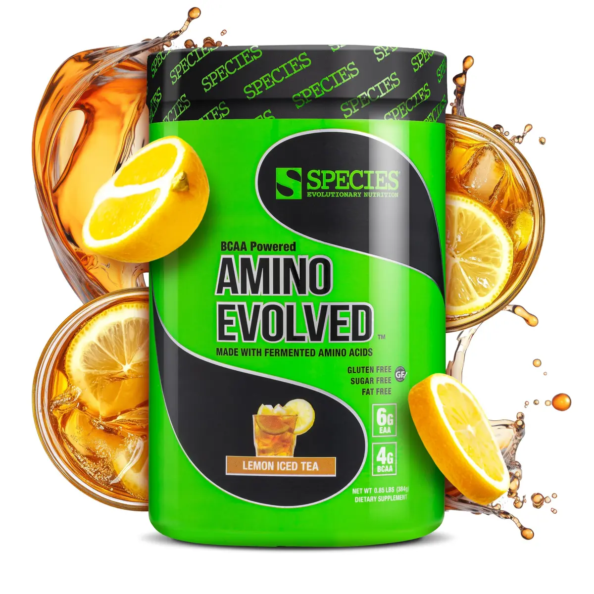 Species Nutrition BCAA & EAA Amino Acids Powder, Lemon Iced Tea, 13.54 oz | Supports Muscle Growth & Recovery - main product image