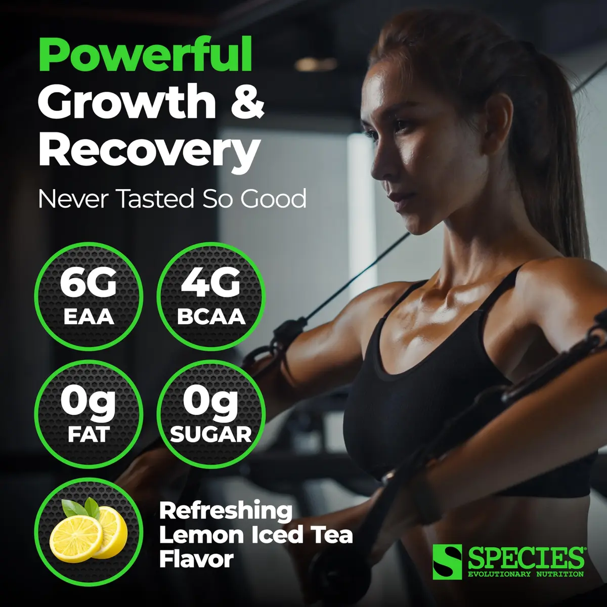 Species Nutrition BCAA & EAA Amino Acids Powder, Lemon Iced Tea, 13.54 oz | Supports Muscle Growth & Recovery - view 2