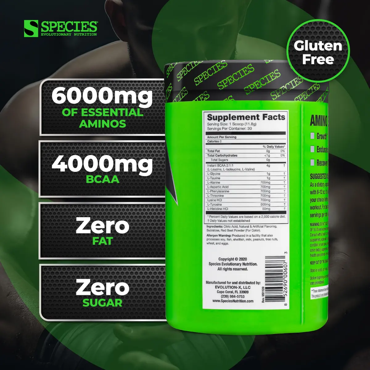 Species Nutrition BCAA & EAA Amino Acids Powder, Strawberry | Supports Muscle Growth & Recovery - view 3