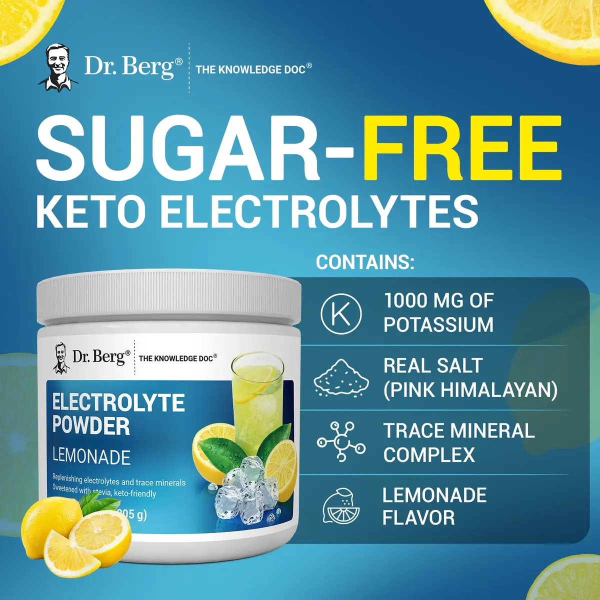 Dr. Berg Zero Sugar Hydration Keto Electrolyte Powder 300g | No Sugar, Potassium & Pink Himalayan Salt - view 7