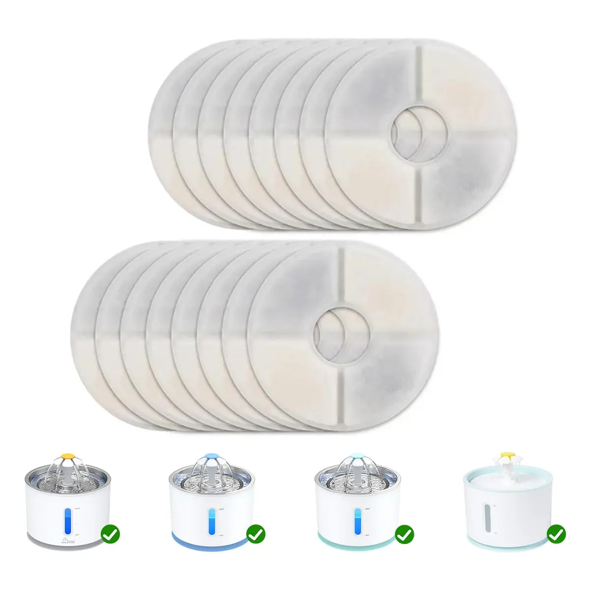 Wonder Creature Cat Water Fountain Filter Replacement 16 Pack | Compatible with Most Cat Fountains, Activated Carbon, Easy to Use - main product image