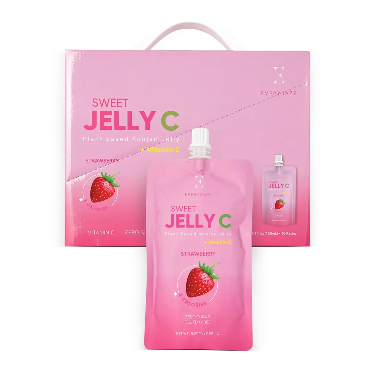 E EVERYDAZE Sweet Jelly C Konjac Jelly | Vegan, Gluten Free, Sugar Free, Low Calorie | Strawberry - main product image
