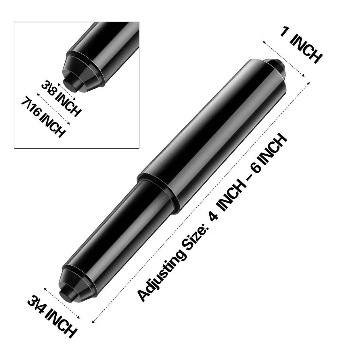 Shappy Black 4 Pcs Toilet Paper Holder Replacement Rods | Universal Spring Loaded for Bathroom Fixtures - view 2