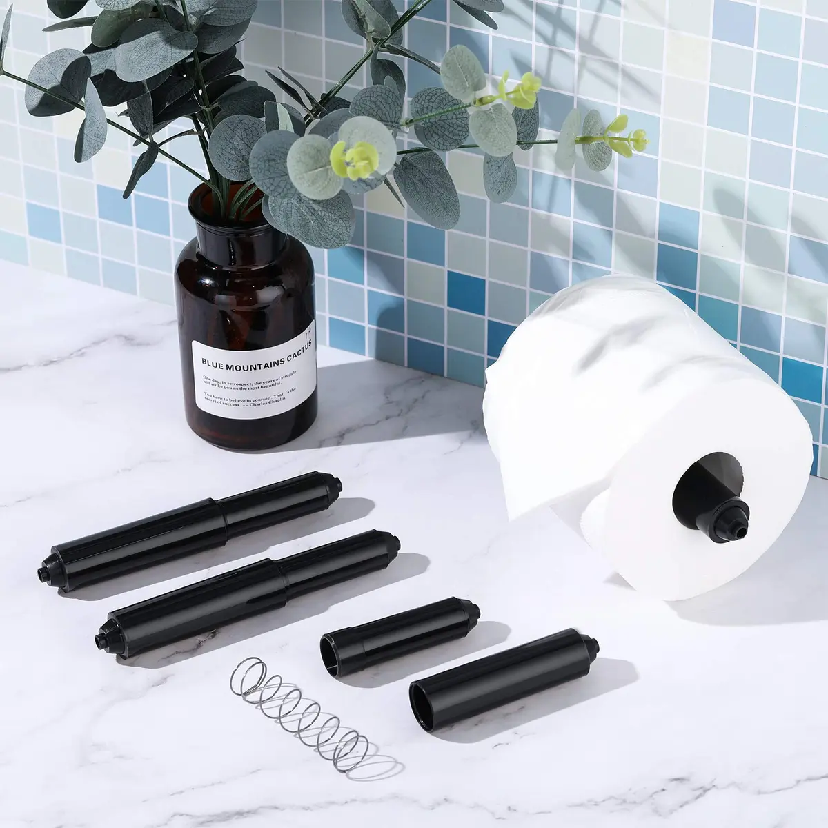 Shappy Black 4 Pcs Toilet Paper Holder Replacement Rods | Universal Spring Loaded for Bathroom Fixtures - view 4