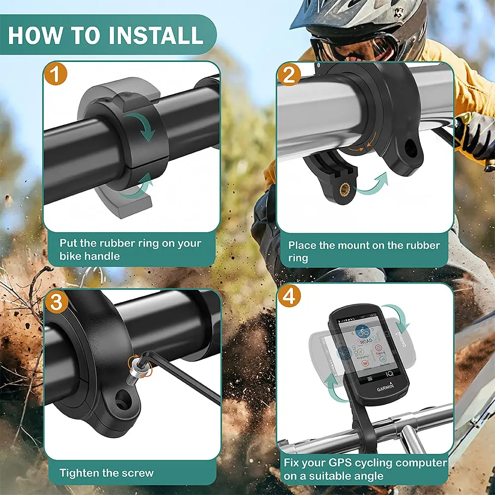 TUSITA Out Front Mount Compatible with Garmin Edge GPS Bike Computer 25.4mm 31.8mm | Secure Handlebar Mount - view 4