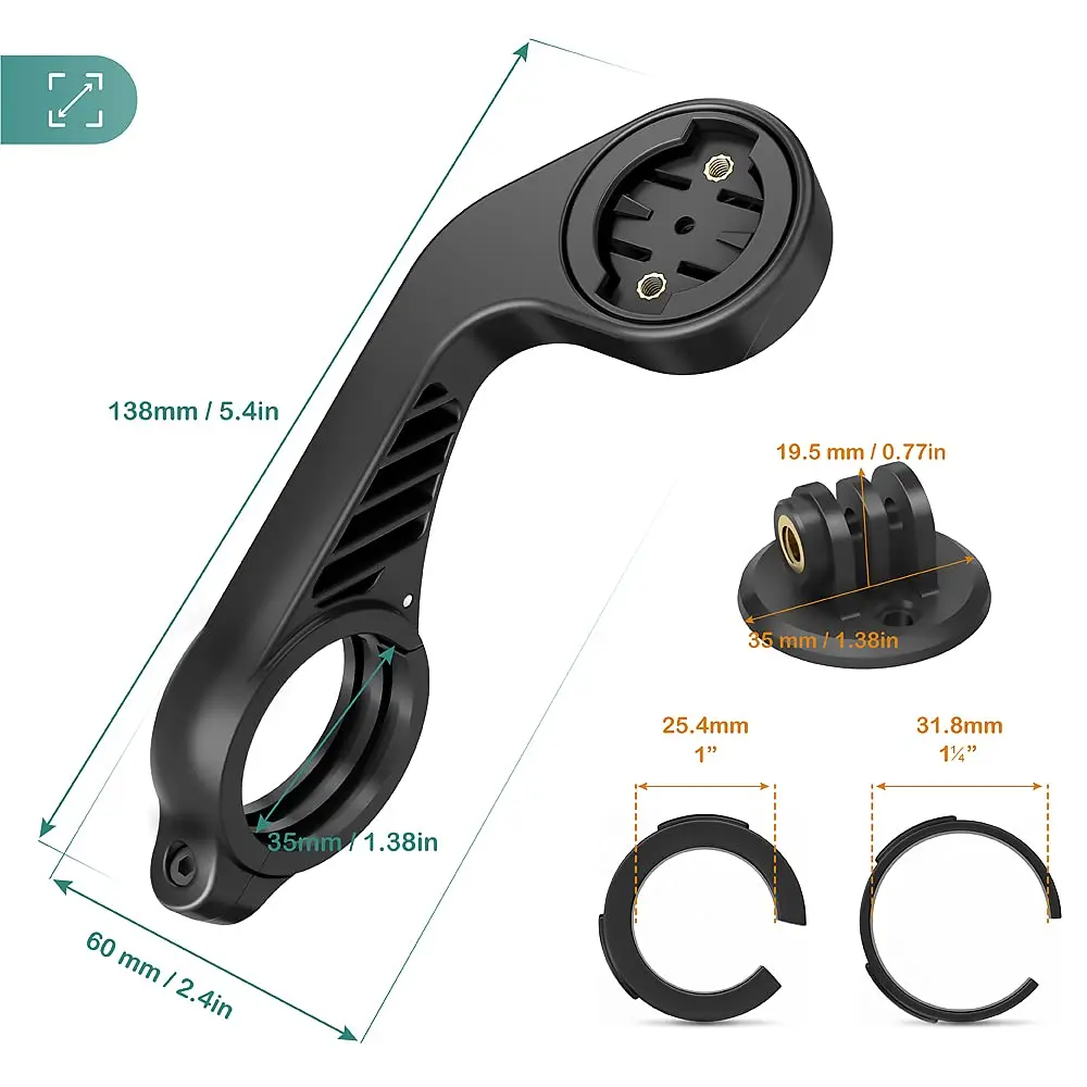TUSITA Out Front Mount Compatible with Garmin Edge GPS Bike Computer 25.4mm 31.8mm | Secure Handlebar Mount - view 6
