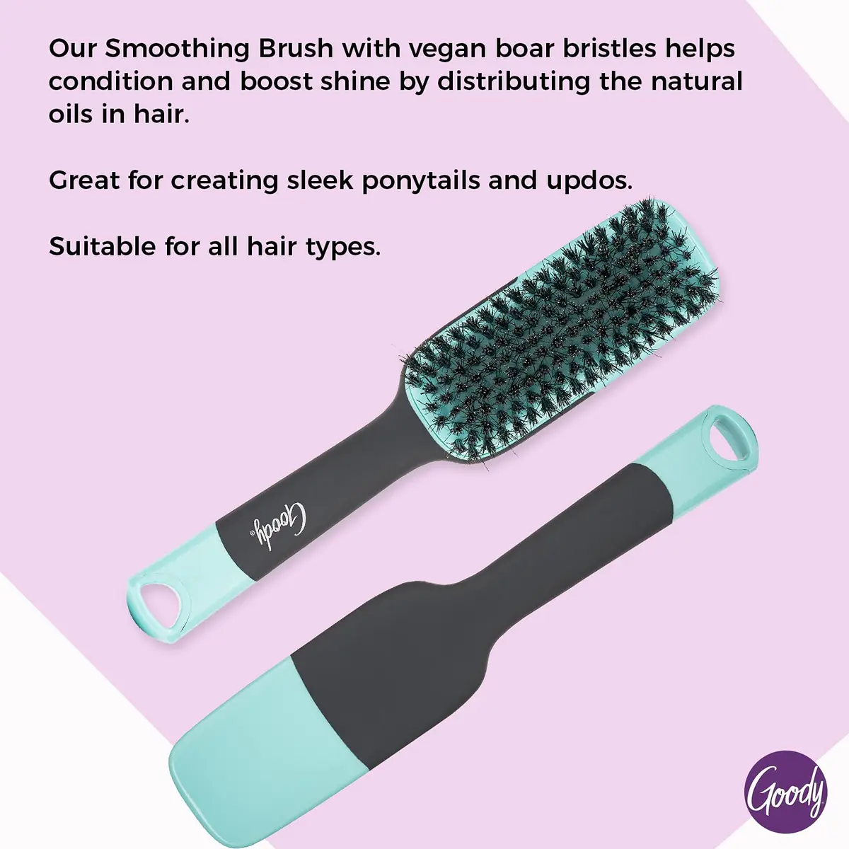Goody Total Texture Smoothing Brush - Vegan Boar Bristles 23cm (9.1in) | Smooths Hair Cuticles for Enhanced Shine - view 3