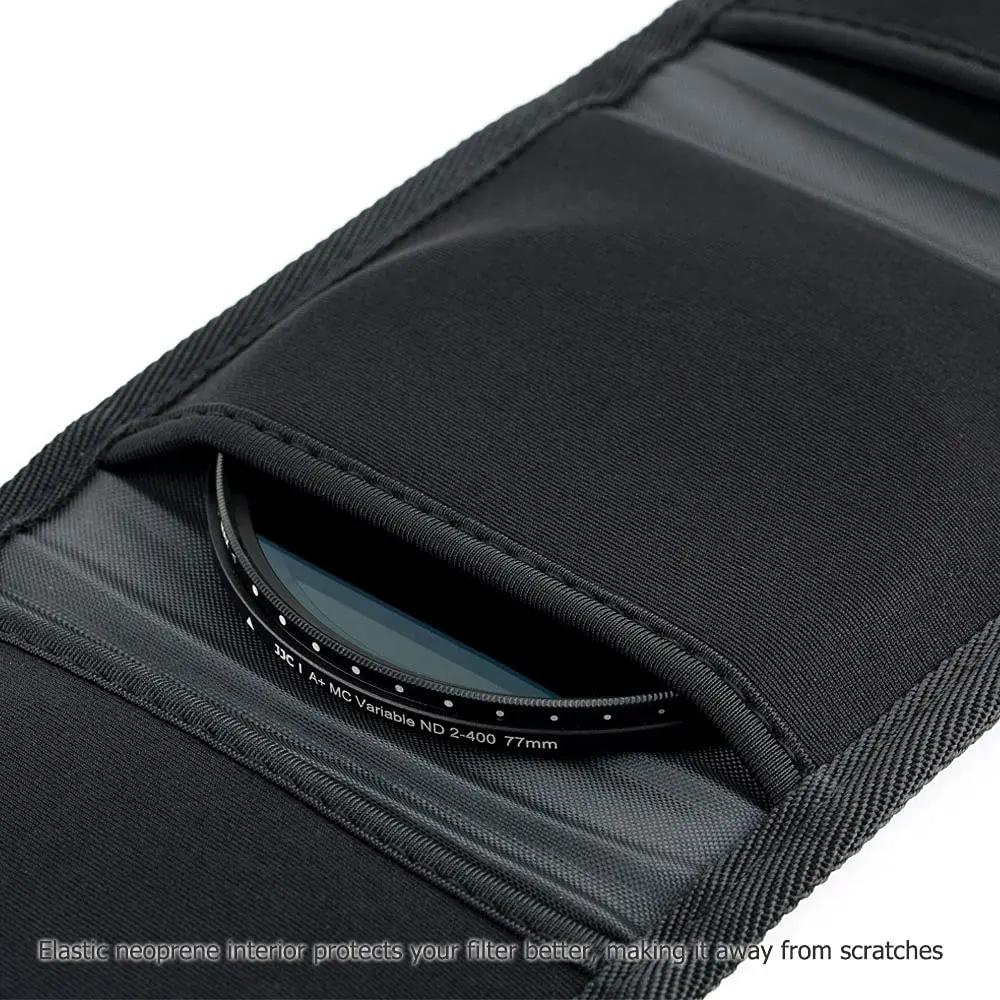 JJC 3-Pocket Lens Filter Pouch Case, Wallet for Circular Filters up to 82mm | Durable Polyester & Neoprene - view 4