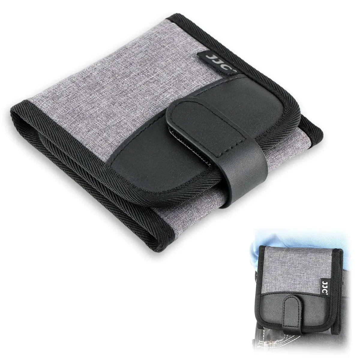 JJC 3-Pocket Lens Filter Pouch Case, Wallet for Circular Filters up to 82mm | Durable Polyester & Neoprene - main product image