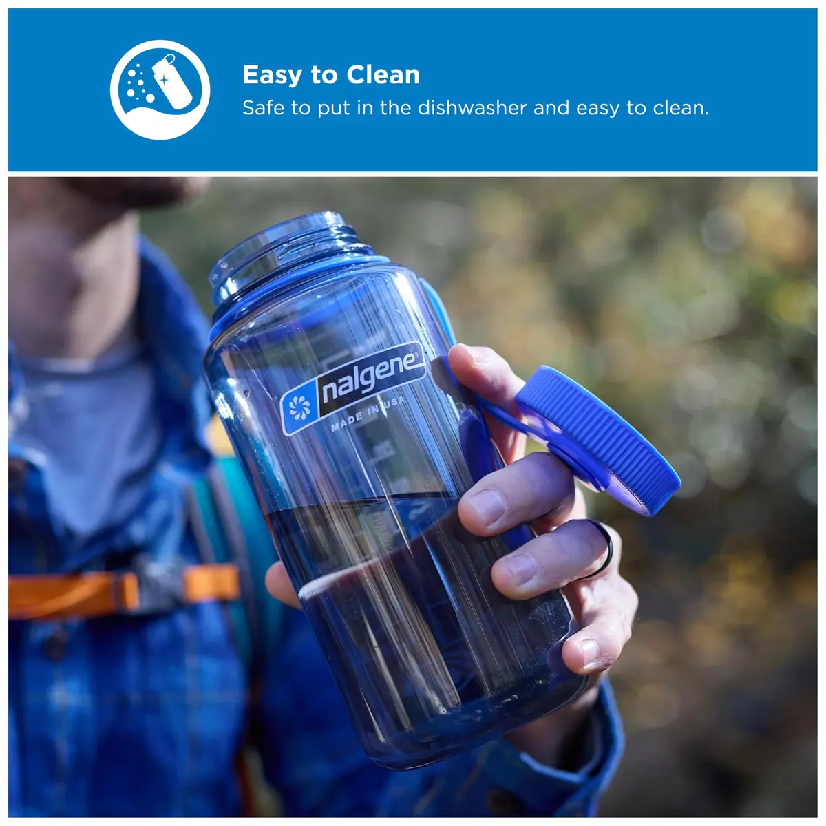 Nalgene Sustain Tritan BPA-Free Water Bottle 32 OZ | Eco-Friendly, Leak-Proof, Wide Mouth - view 3