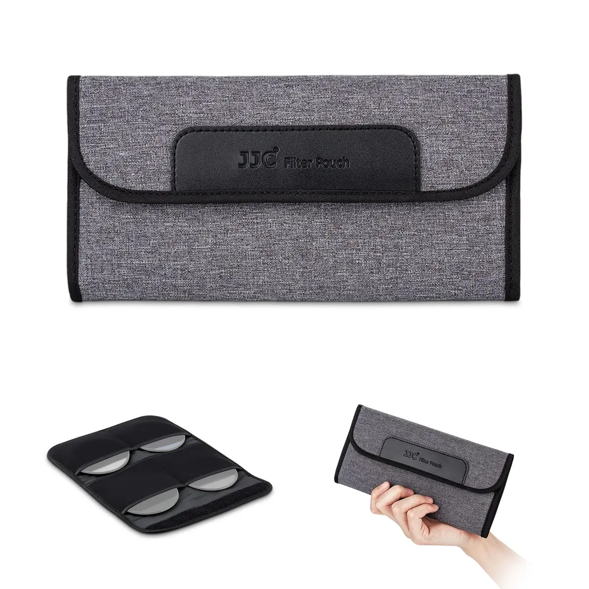 JJC 4-Pocket Lens Filter Pouch Case for Circular Filters up to 82mm | Dustproof, Padded Elastic Interior - main product image