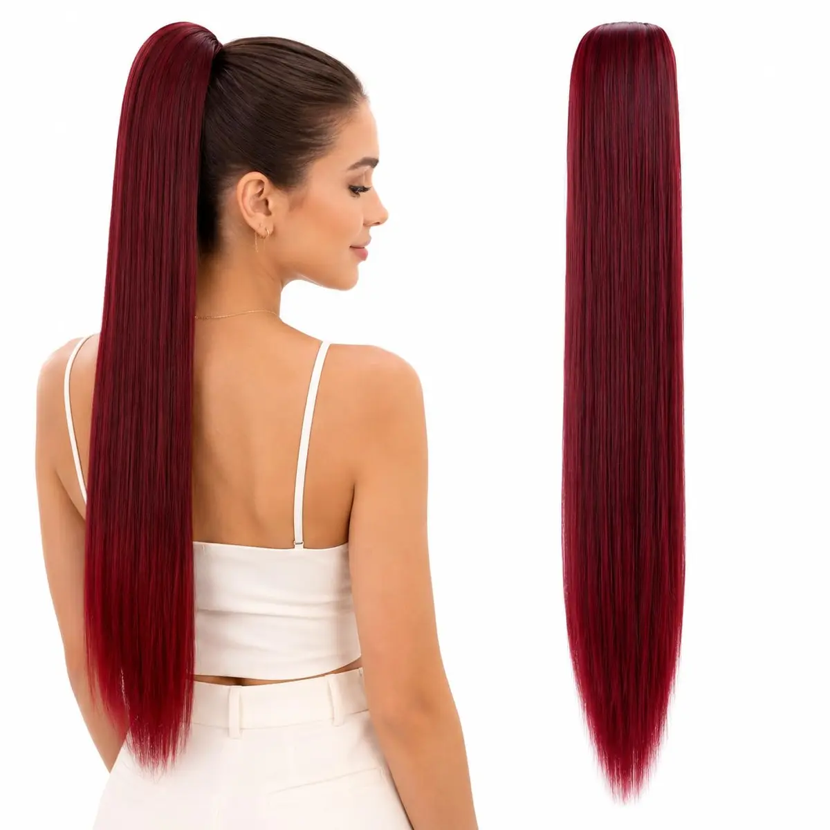 CAISHA 26" Hair Piece Ponytail Drawstring Toggle Red Mix PH623 | Heat-Resistant Synthetic Hair Extension - main product image