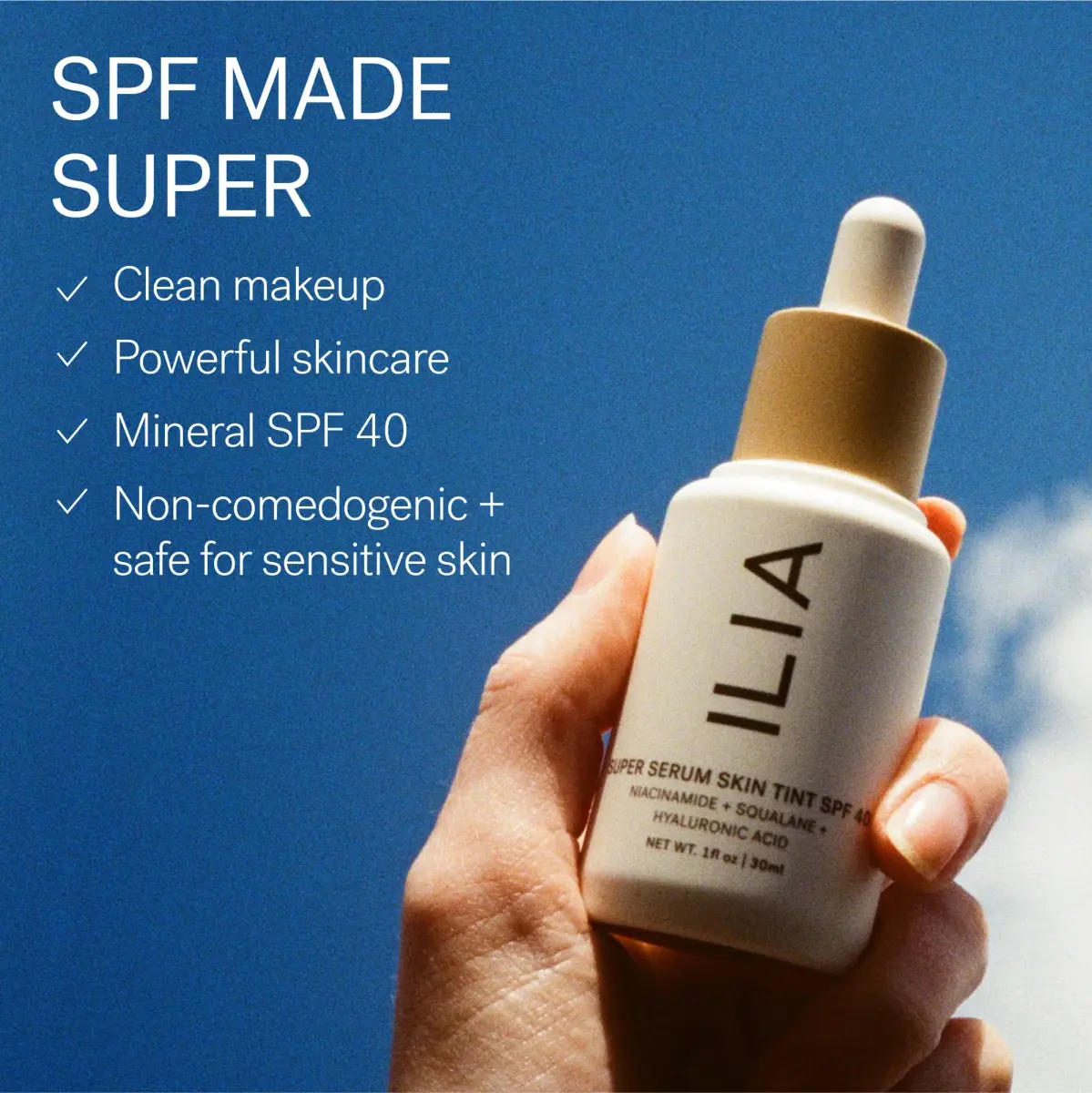 ILIA Super Serum Skin Tint SPF 40 Skye ST.5 30ml (1 fl oz) | Dewy Finish with Hyaluronic Acid & Niacinamide - view 5