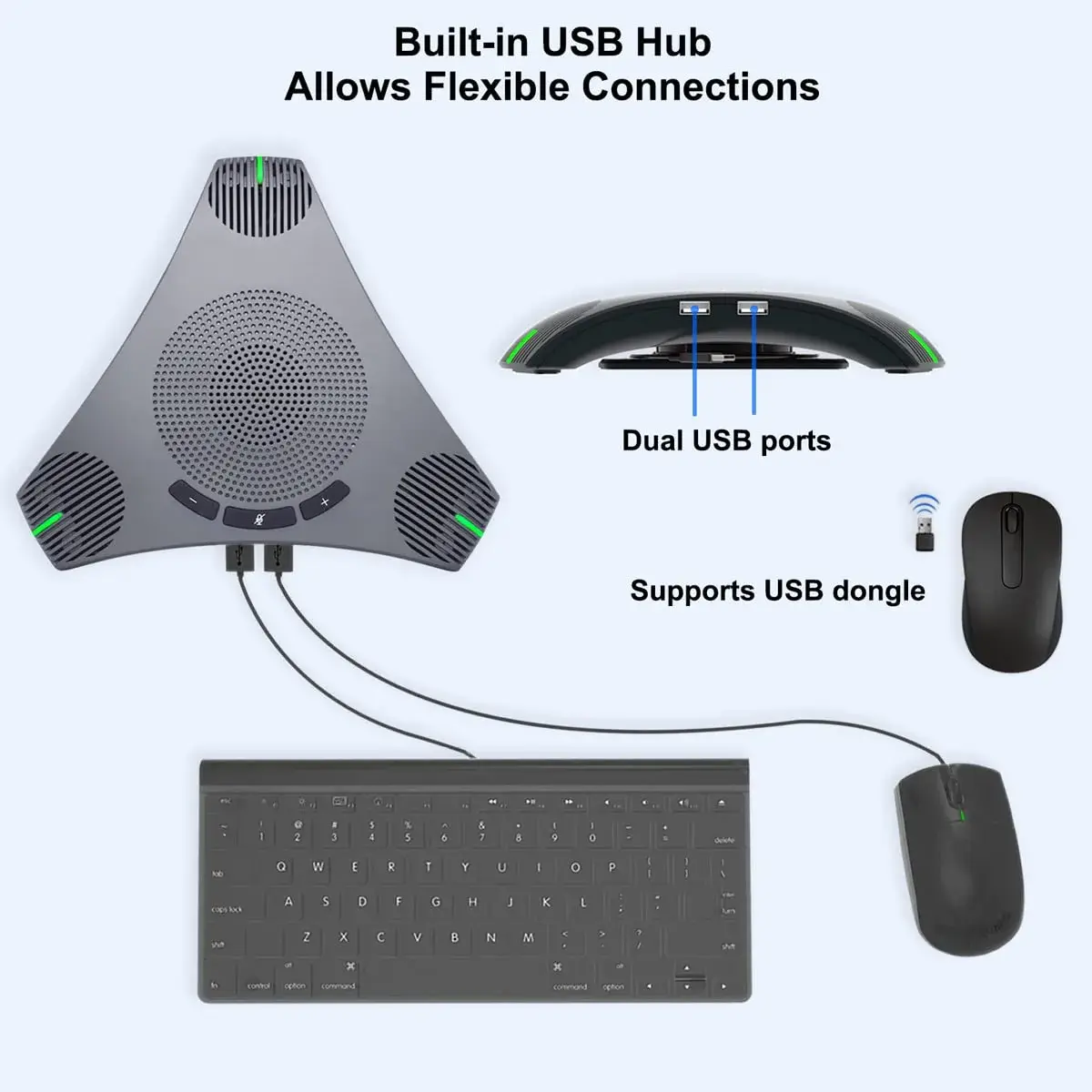 PolaTab Q95 mini Conference Speaker and Microphone | USB Speakerphone with USB Hub & Noise Reduction - view 7