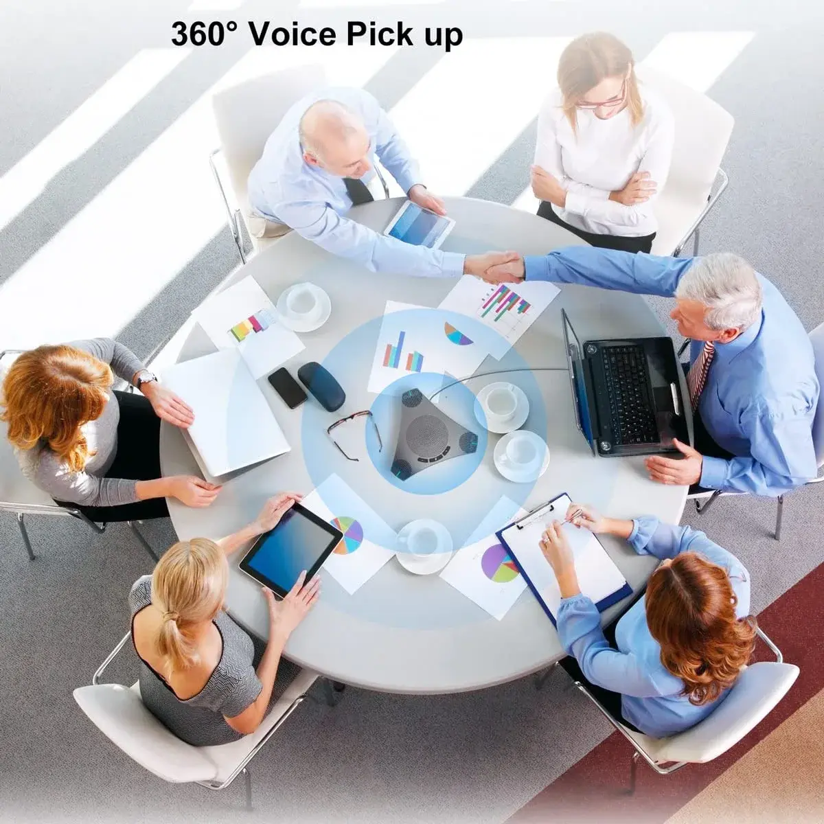 PolaTab Q95 mini Conference Speaker and Microphone | USB Speakerphone with USB Hub & Noise Reduction - view 4