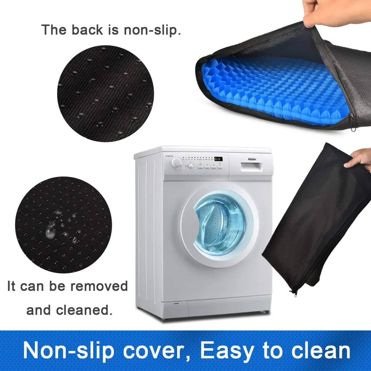 OMCOZY Gel Seat Cushion 47.02 cm x 43.97 cm x 3.84 cm (18.51 x 17.33 x 1.51 inches) | Pain Relief & Breathable for Office Chairs - view 4