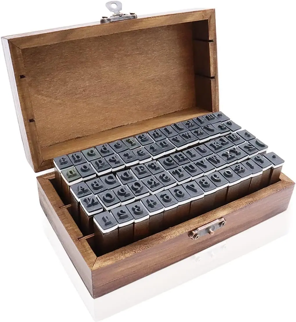 OJYUDD 70Pcs Wooden Rubber Alphabet Letter Number Stamps | DIY Craft & Scrapbooking Supplies - main product image