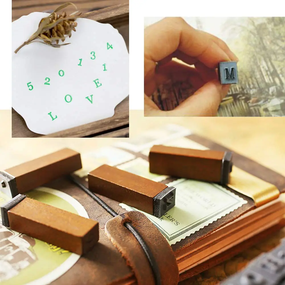OJYUDD 70Pcs Wooden Rubber Alphabet Letter Number Stamps | DIY Craft & Scrapbooking Supplies - view 7
