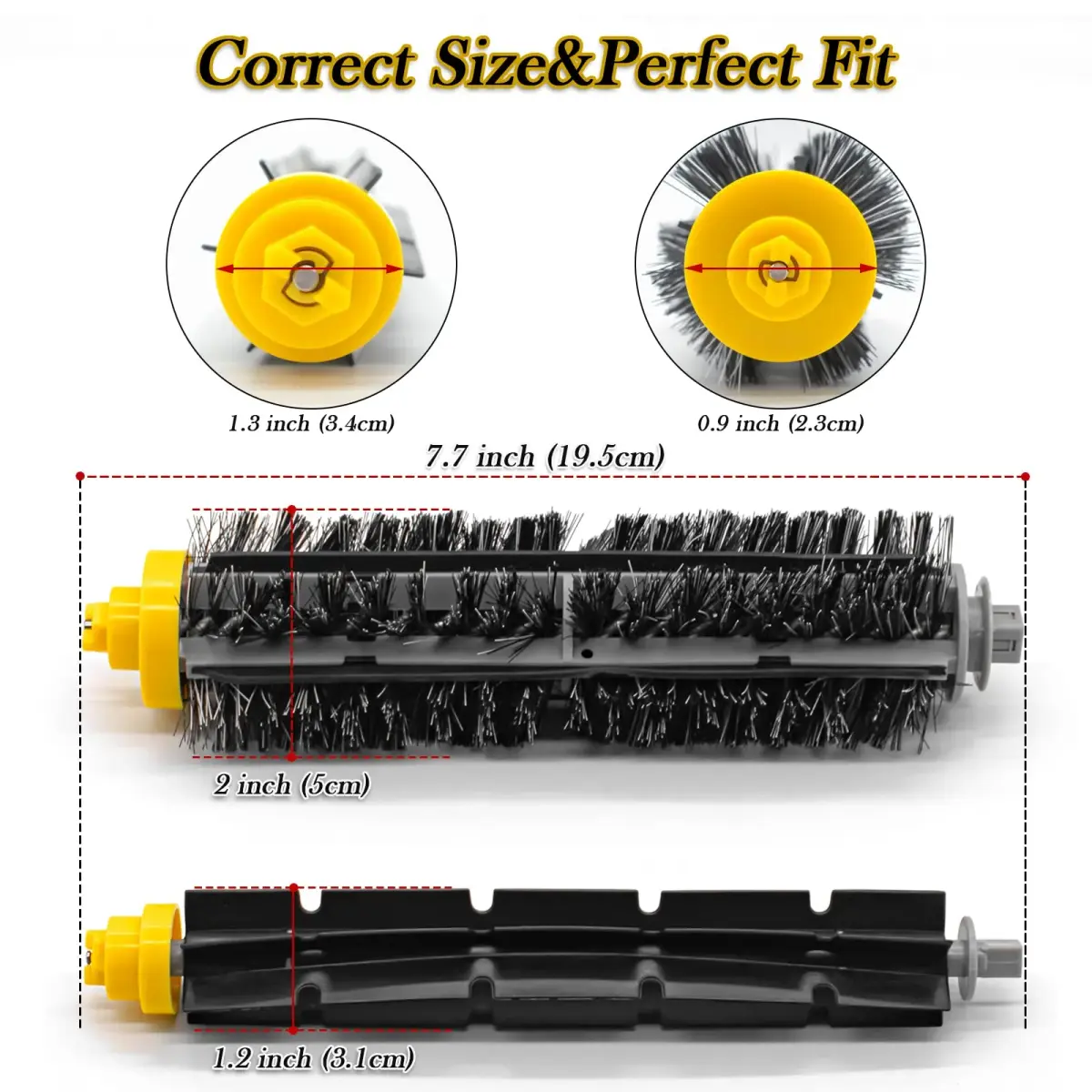 Garbage fighter Replacement Bristle and Flexible Beater Brush Kit for iRobot Roomba 600 Series (2 Pairs, Rubber/Nylon) - view 3