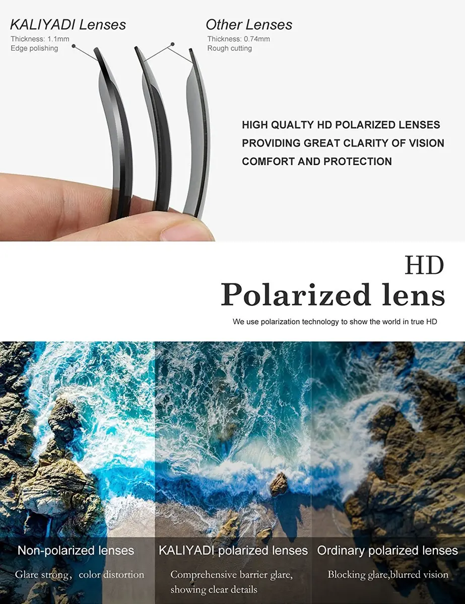 KALIYADI Round Polarized Sunglasses for Men Women | UV Protection, Metal Frame, 45mm Lens Width - view 4