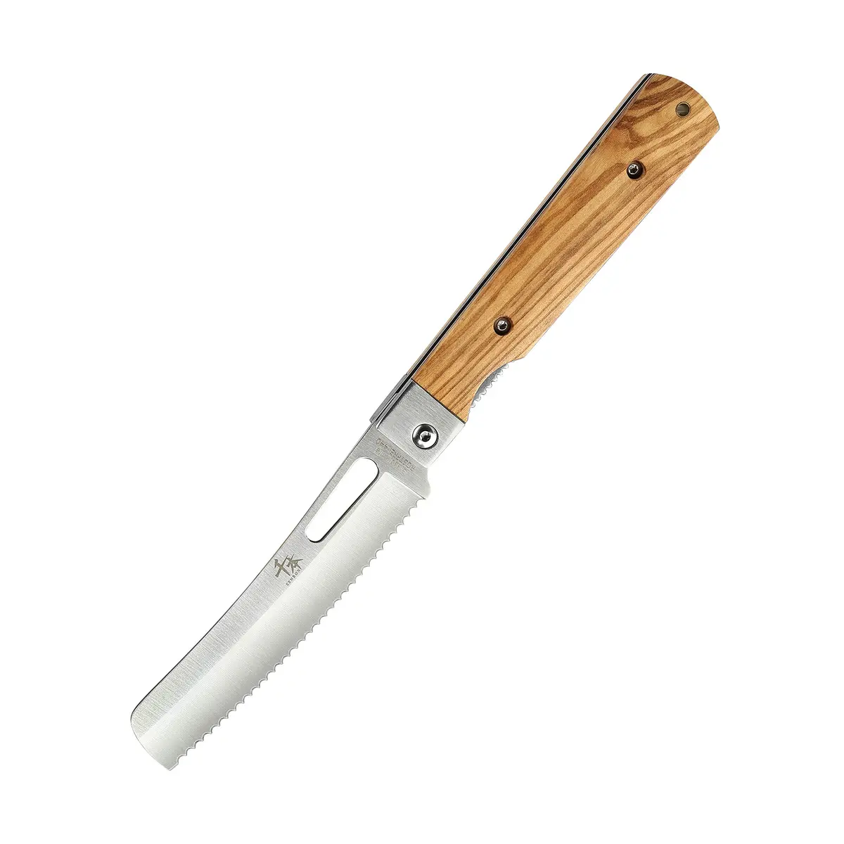 SENBON 440A Stainless Steel Pocket Folding Bread Knife 23cm (9in) | Serrated Blade with Olive Wood Handle - view 6