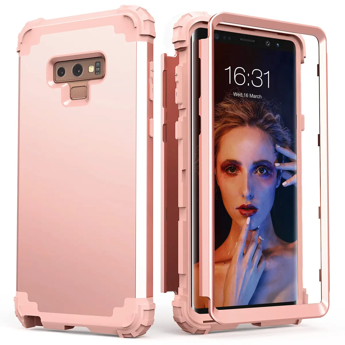 IDweel Galaxy Note 9 Case, 3 in 1 Shockproof Slim Hybrid Heavy Duty Protection, Rose Gold - main product image