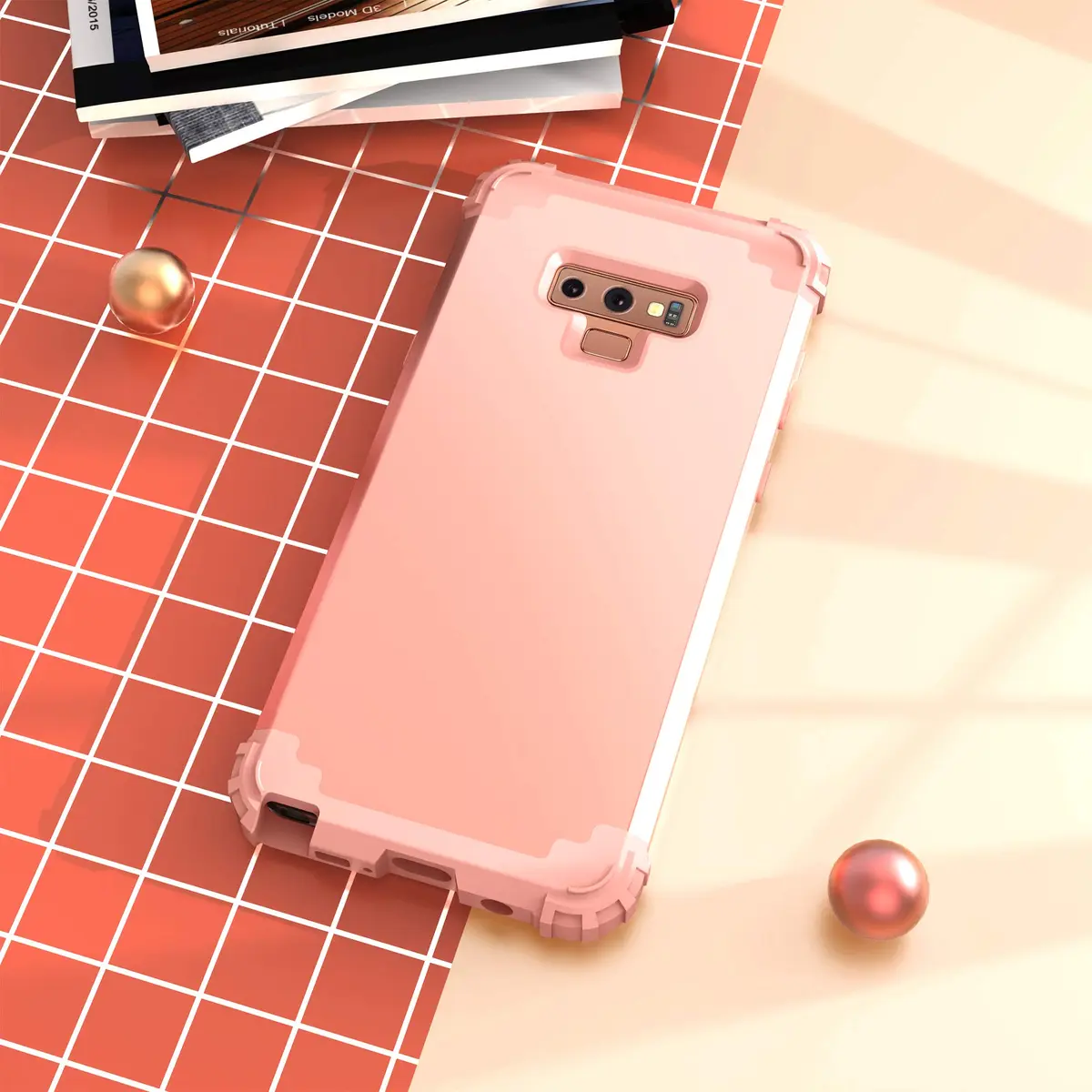 IDweel Galaxy Note 9 Case, 3 in 1 Shockproof Slim Hybrid Heavy Duty Protection, Rose Gold - view 2