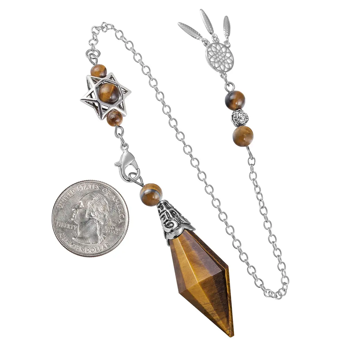SUNYIK Tiger's Eye 12 Faceted Crystal Pendulum | Divination & Healing Tool - view 4