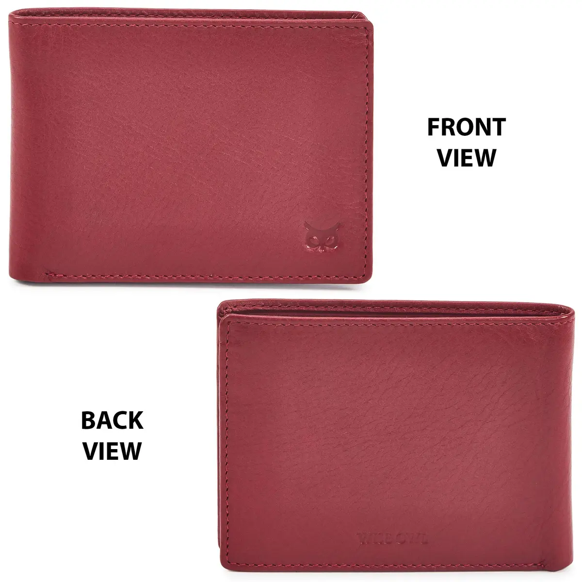 Wise Owl Accessories Red Wallet Real Leather RFID Blocking Slim Minimalist Front Pocket (Nappa, Red) | Compact & Stylish - view 4