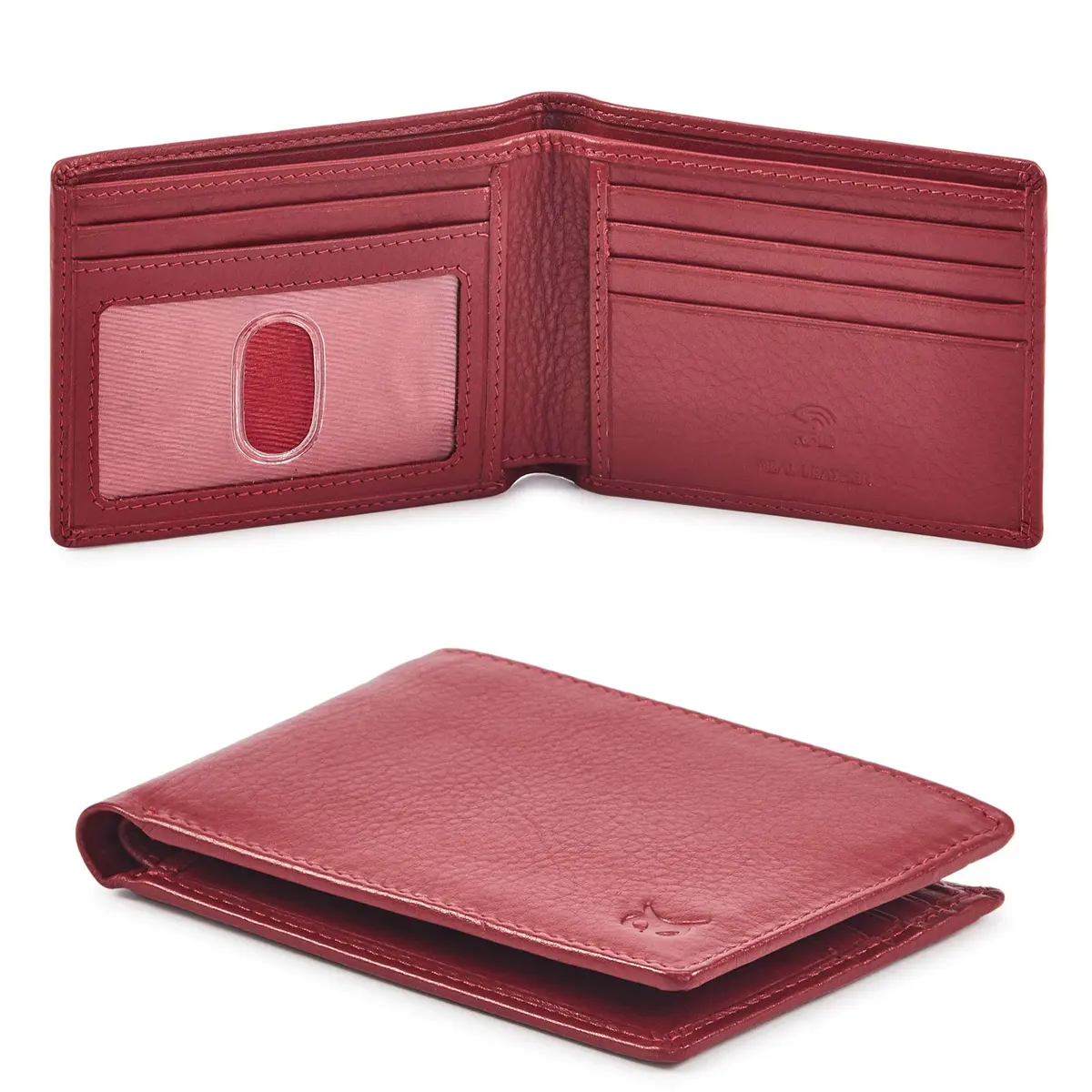 Wise Owl Accessories Red Wallet Real Leather RFID Blocking Slim Minimalist Front Pocket (Nappa, Red) | Compact & Stylish - main product image
