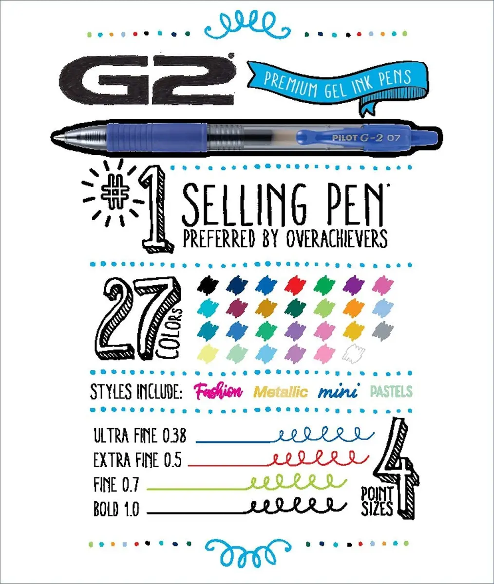 Pilot G2 Premium Retractable Gel Pens .38mm 8-Pack | Smooth, Long-Lasting, Refillable - view 6