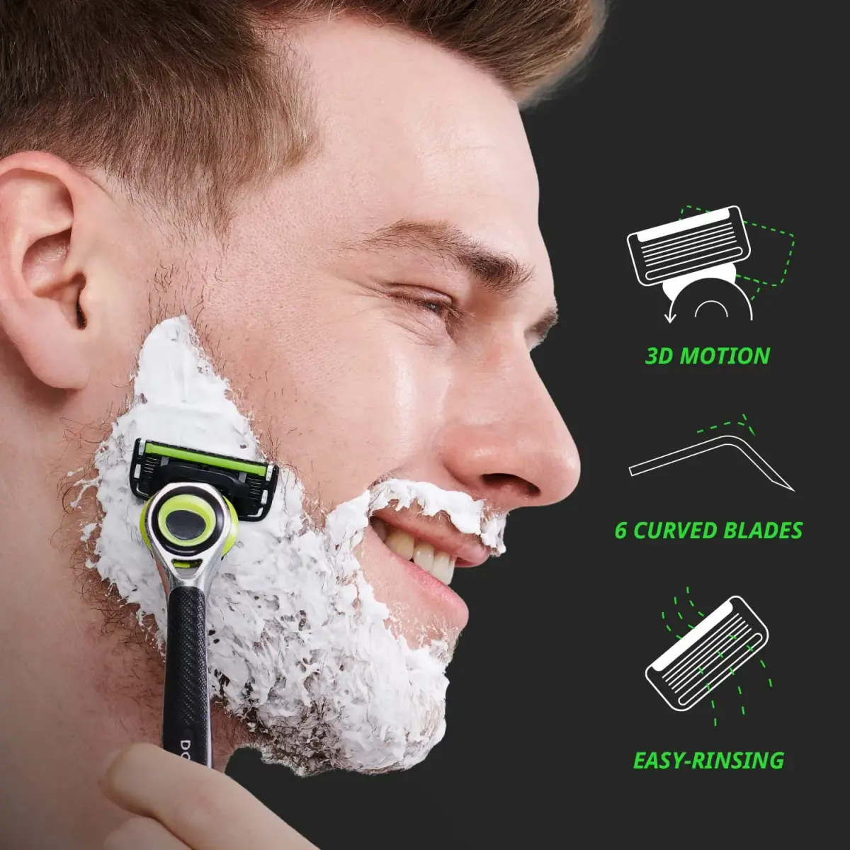 DORCO Pace 6 Pro 3D Motion Razor System with 9 Cartridges | 6-Blade System for Close Shave - view 5