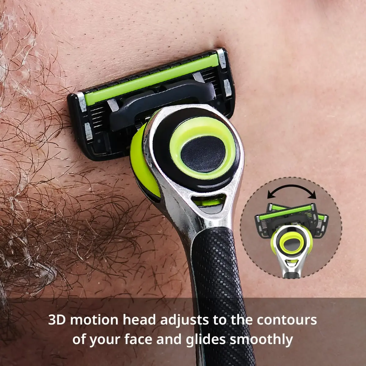 DORCO Pace 6 Pro 3D Motion Razor System with 9 Cartridges | 6-Blade System for Close Shave - view 3