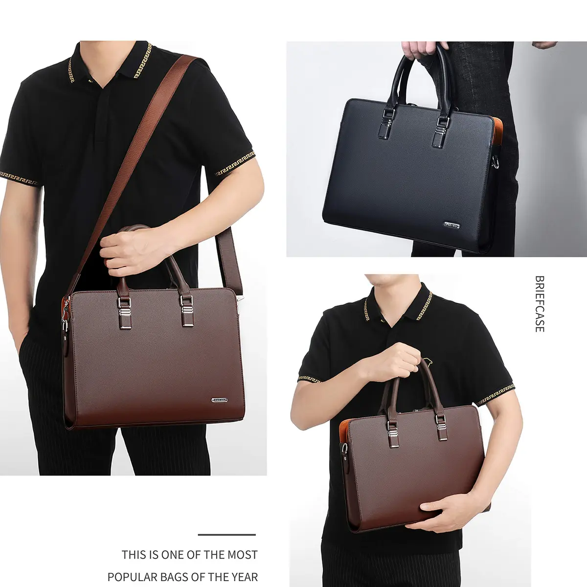 FSD.WG Leather Briefcase Shoulder Laptop Business Bag for Men | Classic, Stylish & Spacious (15.6 in) - view 2