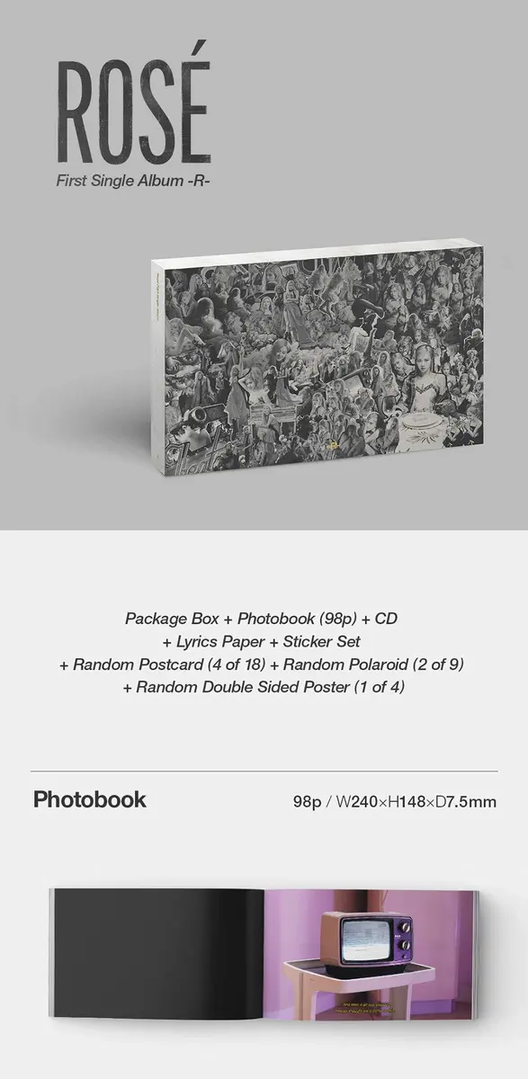 JUSTSWAGDDEEFF Rose BlackPink Album | Folded Poer & Photocards, 1 Count, Multicolor, Framed, Modern, Rose Theme - view 2