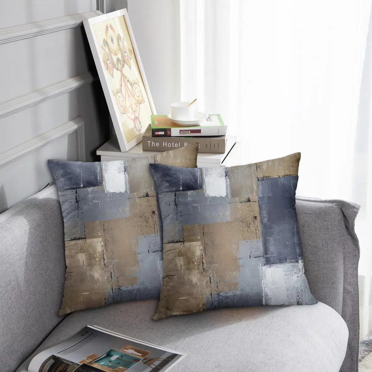 Britimes Velvet Throw Pillow Covers Set of 2, 18 x 18 Inch (45x45 cm) | Modern Abstract Art Print - view 5