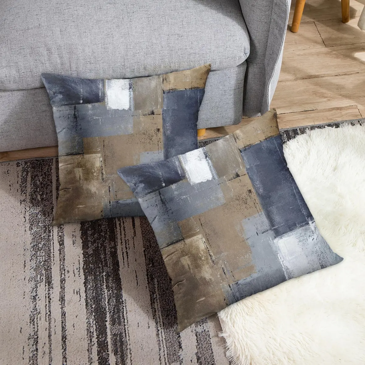 Britimes Velvet Throw Pillow Covers Set of 2, 18 x 18 Inch (45x45 cm) | Modern Abstract Art Print - view 4