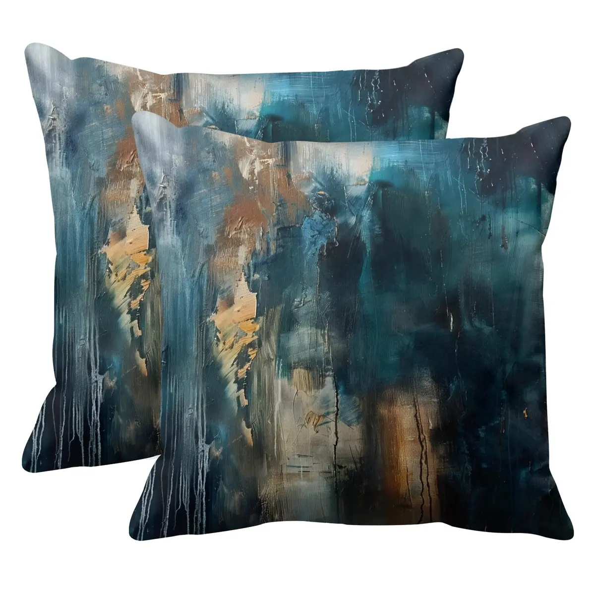 Britimes Teal Black Velvet Pillow Covers Set of 2, 45cm (18 Inch) | Soft & Elegant Home Decor - main product image